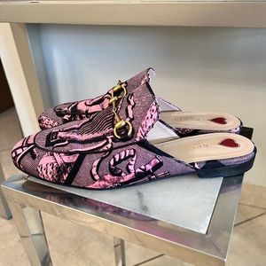 Gucci Silk Satin Princetown Saint Romain Mules Sz 38
